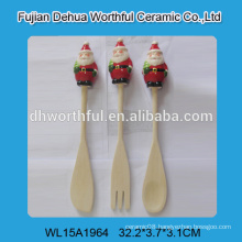 New design flatware set of wooden fork / spoon / scoop with santa shape